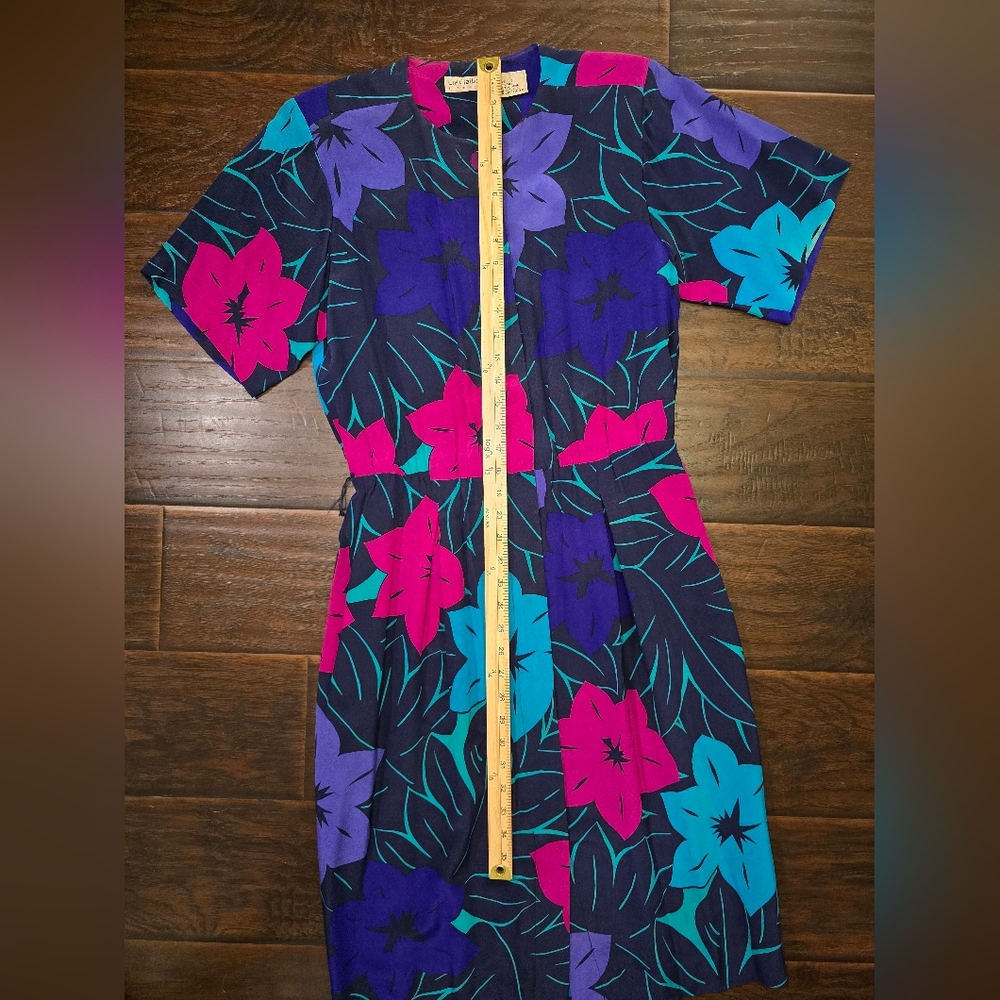 Liz Claiborne Womens Vintage Floral Button Up Silk Dress Size 8 - Picture 3 of 10